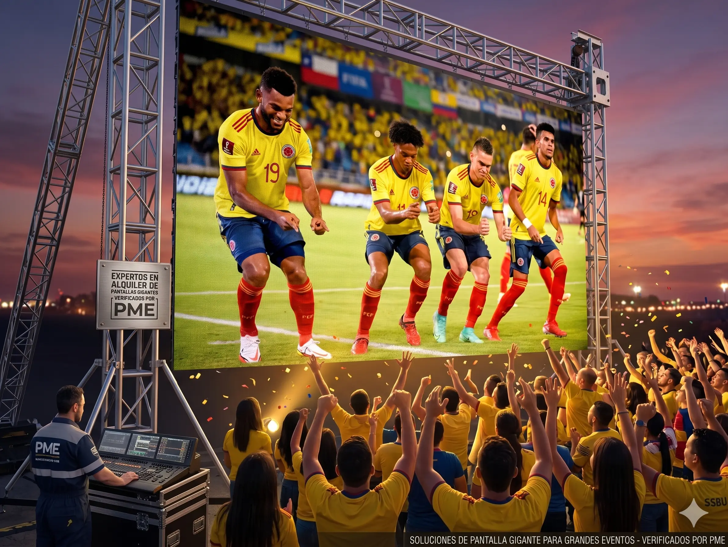 Alquiler pantalla LED gigante con sonido profesional para el Mundial 2026 Colombia